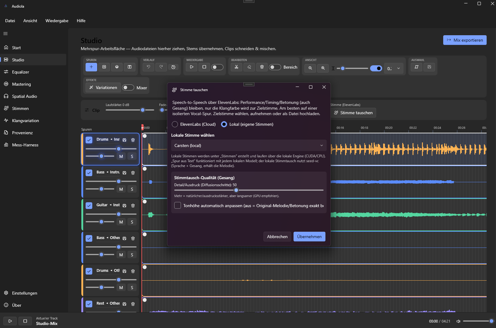 Audiola voice swap