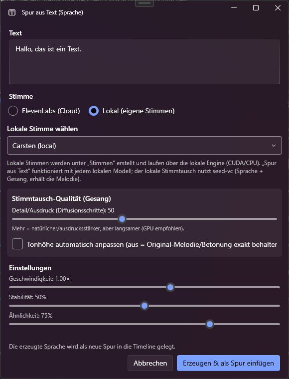 Add a track from text