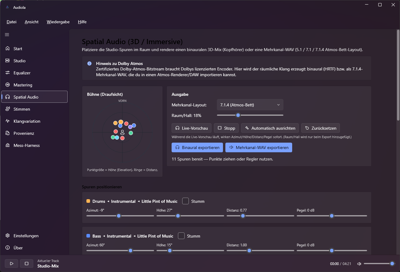 Audiola spatial audio